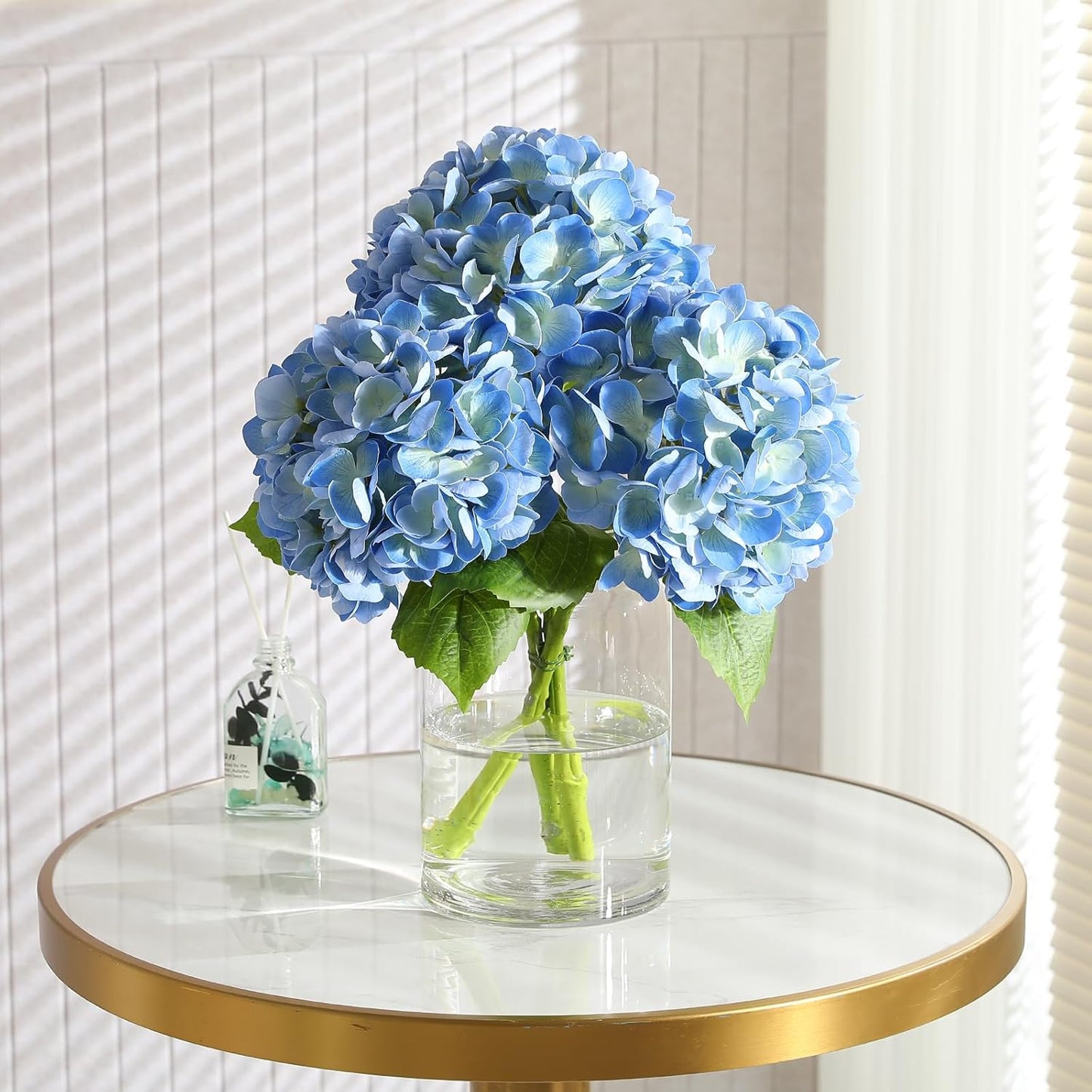2Pcs Hydrangea Artificial Flowers, 22.44" Real Touch Latex Faux Hydrangea with Long Stems & Leaves for Home Office Decor or Wedding, Party, Centerpieces, Floral Arrangements (White)
