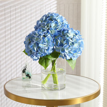 2Pcs Hydrangea Artificial Flowers, 22.44" Real Touch Latex Faux Hydrangea with Long Stems & Leaves for Home Office Decor or Wedding, Party, Centerpieces, Floral Arrangements (White)