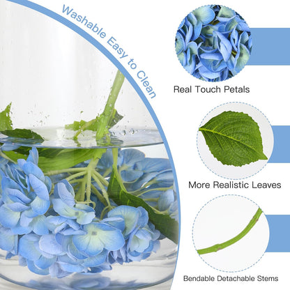 2Pcs Hydrangea Artificial Flowers, 22.44" Real Touch Latex Faux Hydrangea with Long Stems & Leaves for Home Office Decor or Wedding, Party, Centerpieces, Floral Arrangements (White)
