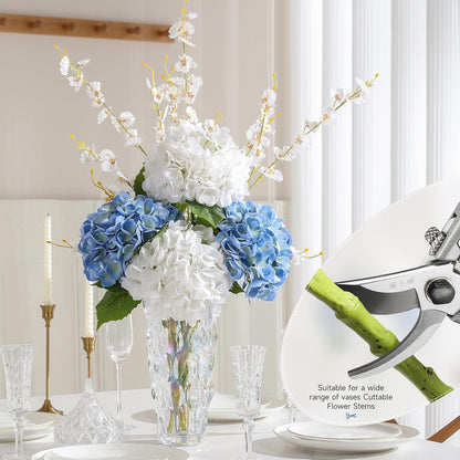 2Pcs Hydrangea Artificial Flowers, 22.44" Real Touch Latex Faux Hydrangea with Long Stems & Leaves for Home Office Decor or Wedding, Party, Centerpieces, Floral Arrangements (White)