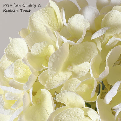 2Pcs Hydrangea Artificial Flowers, 22.44" Real Touch Latex Faux Hydrangea with Long Stems & Leaves for Home Office Decor or Wedding, Party, Centerpieces, Floral Arrangements (White)