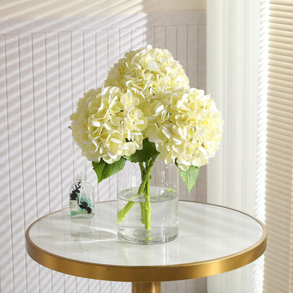 2Pcs Hydrangea Artificial Flowers, 22.44" Real Touch Latex Faux Hydrangea with Long Stems & Leaves for Home Office Decor or Wedding, Party, Centerpieces, Floral Arrangements (White)