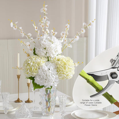2Pcs Hydrangea Artificial Flowers, 22.44" Real Touch Latex Faux Hydrangea with Long Stems & Leaves for Home Office Decor or Wedding, Party, Centerpieces, Floral Arrangements (White)