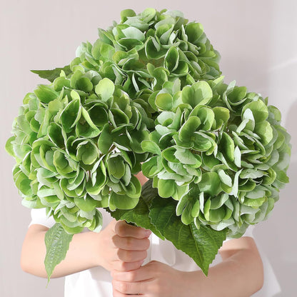 2Pcs Hydrangea Artificial Flowers, 22.44" Real Touch Latex Faux Hydrangea with Long Stems & Leaves for Home Office Decor or Wedding, Party, Centerpieces, Floral Arrangements (White)