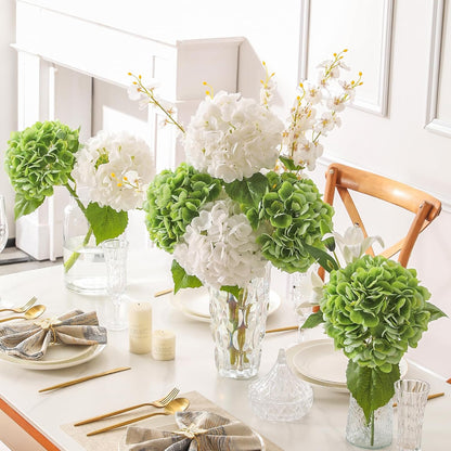2Pcs Hydrangea Artificial Flowers, 22.44" Real Touch Latex Faux Hydrangea with Long Stems & Leaves for Home Office Decor or Wedding, Party, Centerpieces, Floral Arrangements (White)