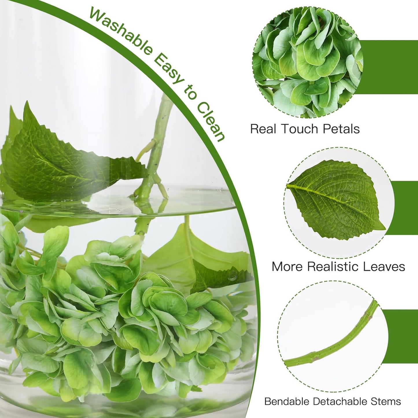 2Pcs Hydrangea Artificial Flowers, 22.44" Real Touch Latex Faux Hydrangea with Long Stems & Leaves for Home Office Decor or Wedding, Party, Centerpieces, Floral Arrangements (White)