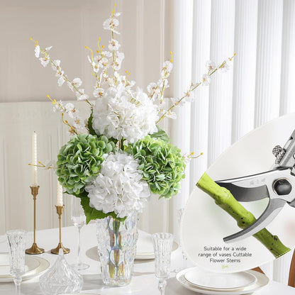 2Pcs Hydrangea Artificial Flowers, 22.44" Real Touch Latex Faux Hydrangea with Long Stems & Leaves for Home Office Decor or Wedding, Party, Centerpieces, Floral Arrangements (White)