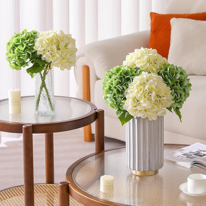 2Pcs Hydrangea Artificial Flowers, 22.44" Real Touch Latex Faux Hydrangea with Long Stems & Leaves for Home Office Decor or Wedding, Party, Centerpieces, Floral Arrangements (White)