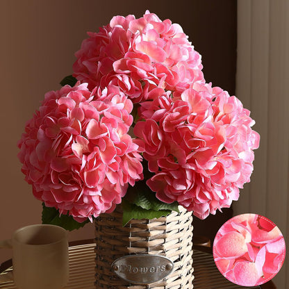 2Pcs Hydrangea Artificial Flowers, 22.44" Real Touch Latex Faux Hydrangea with Long Stems & Leaves for Home Office Decor or Wedding, Party, Centerpieces, Floral Arrangements (White)