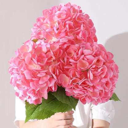 2Pcs Hydrangea Artificial Flowers, 22.44" Real Touch Latex Faux Hydrangea with Long Stems & Leaves for Home Office Decor or Wedding, Party, Centerpieces, Floral Arrangements (White)