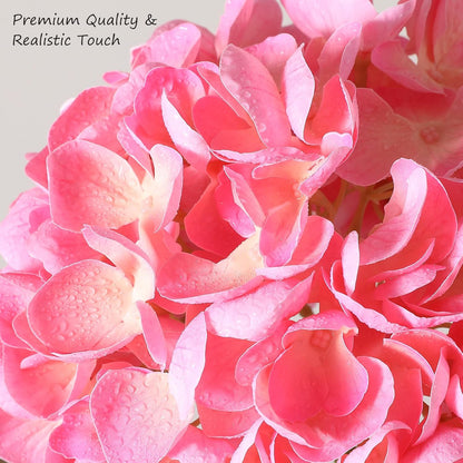 2Pcs Hydrangea Artificial Flowers, 22.44" Real Touch Latex Faux Hydrangea with Long Stems & Leaves for Home Office Decor or Wedding, Party, Centerpieces, Floral Arrangements (White)