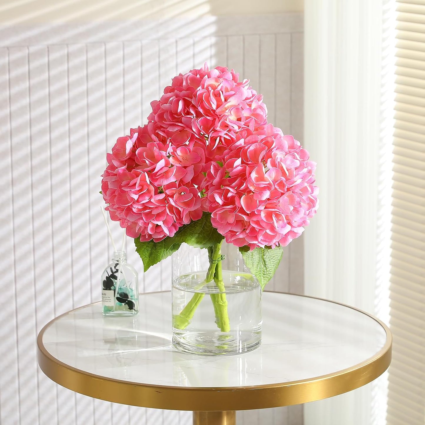 2Pcs Hydrangea Artificial Flowers, 22.44" Real Touch Latex Faux Hydrangea with Long Stems & Leaves for Home Office Decor or Wedding, Party, Centerpieces, Floral Arrangements (White)