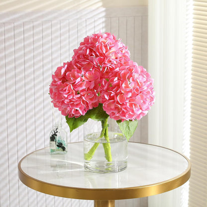 2Pcs Hydrangea Artificial Flowers, 22.44" Real Touch Latex Faux Hydrangea with Long Stems & Leaves for Home Office Decor or Wedding, Party, Centerpieces, Floral Arrangements (White)