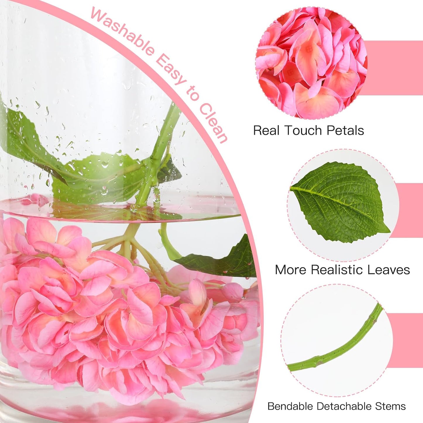 2Pcs Hydrangea Artificial Flowers, 22.44" Real Touch Latex Faux Hydrangea with Long Stems & Leaves for Home Office Decor or Wedding, Party, Centerpieces, Floral Arrangements (White)