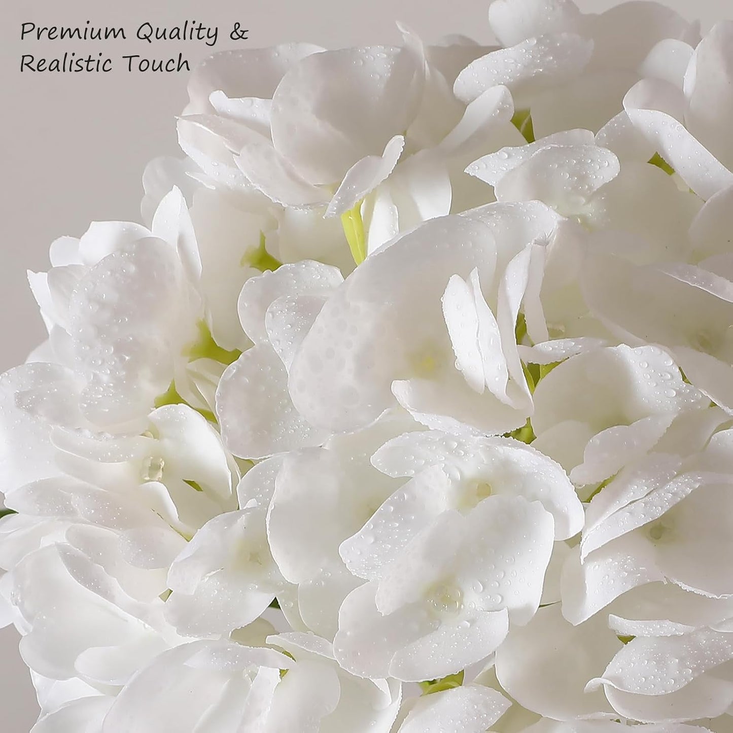 2Pcs Hydrangea Artificial Flowers, 22.44" Real Touch Latex Faux Hydrangea with Long Stems & Leaves for Home Office Decor or Wedding, Party, Centerpieces, Floral Arrangements (White)