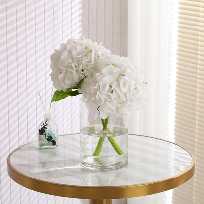 2Pcs Hydrangea Artificial Flowers, 22.44" Real Touch Latex Faux Hydrangea with Long Stems & Leaves for Home Office Decor or Wedding, Party, Centerpieces, Floral Arrangements (White)