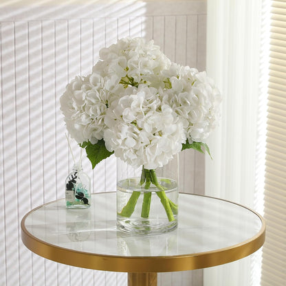 2Pcs Hydrangea Artificial Flowers, 22.44" Real Touch Latex Faux Hydrangea with Long Stems & Leaves for Home Office Decor or Wedding, Party, Centerpieces, Floral Arrangements (White)
