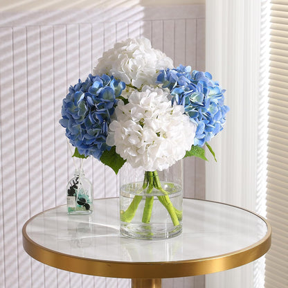 2Pcs Hydrangea Artificial Flowers, 22.44" Real Touch Latex Faux Hydrangea with Long Stems & Leaves for Home Office Decor or Wedding, Party, Centerpieces, Floral Arrangements (White)