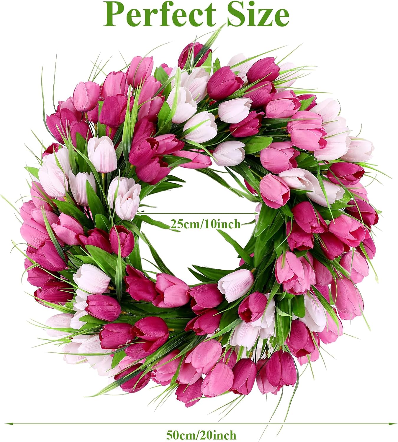 22 Inch Spring Summer Wreaths for Front Door, Artificial Yellow Forsythia Wreath with Green Leaves, Large Silk Floral Wreath for All Seasons Window Wall Wedding Decor
