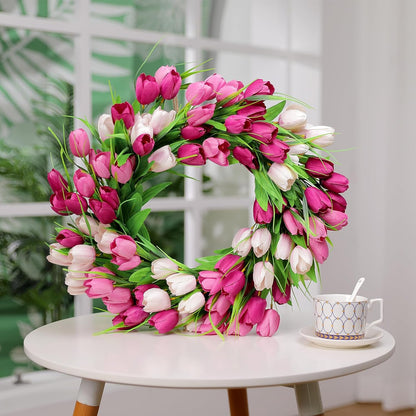 22 Inch Spring Summer Wreaths for Front Door, Artificial Yellow Forsythia Wreath with Green Leaves, Large Silk Floral Wreath for All Seasons Window Wall Wedding Decor