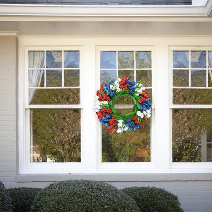22 Inch Spring Summer Wreaths for Front Door, Artificial Yellow Forsythia Wreath with Green Leaves, Large Silk Floral Wreath for All Seasons Window Wall Wedding Decor