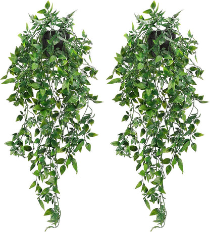 Fake Hanging Plants, Artificial Small Potted Plants for Indoor Outdoor Aesthetic Office Living Room Shelf Decor (1 Pack)