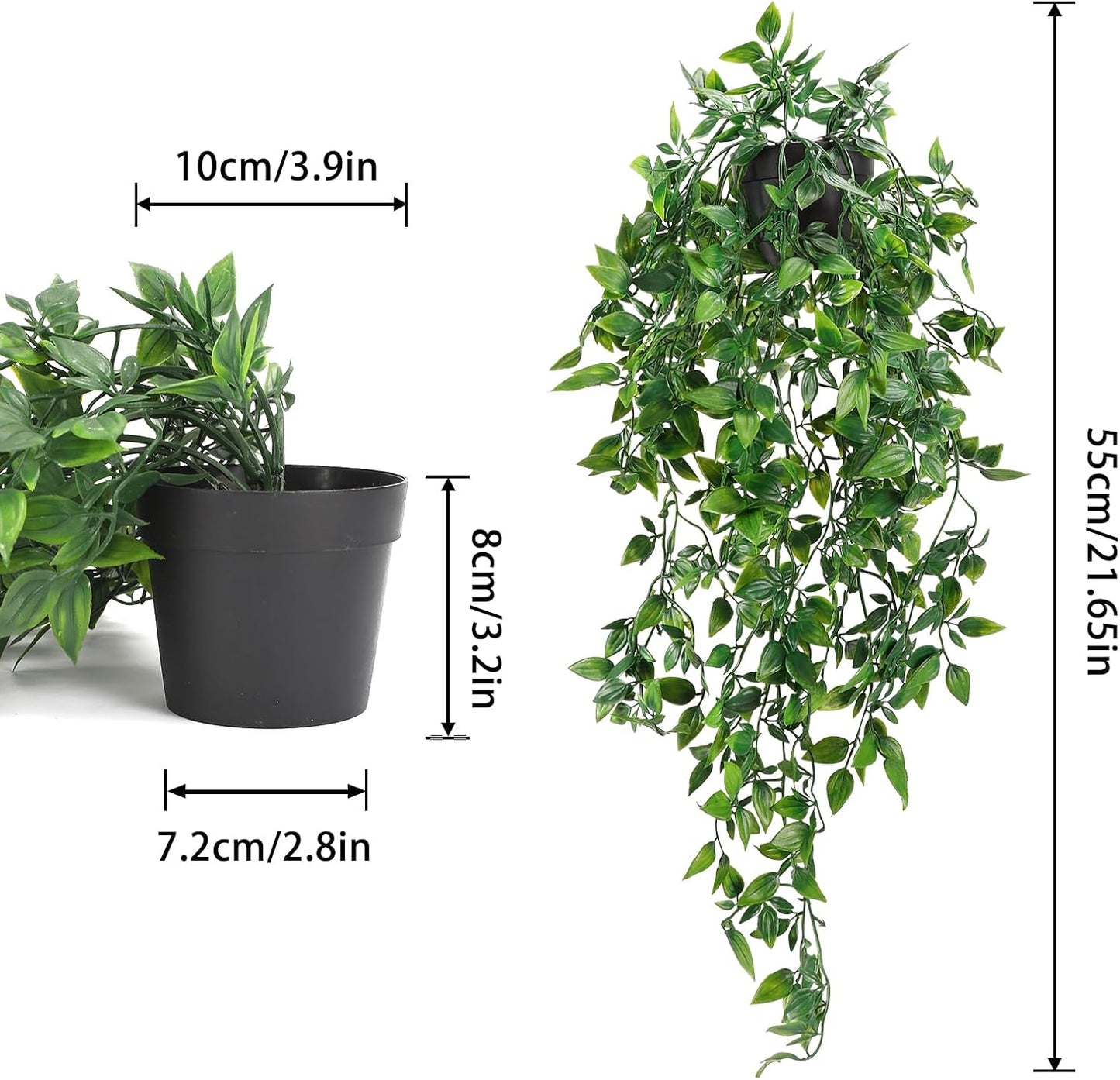 Fake Hanging Plants, Artificial Small Potted Plants for Indoor Outdoor Aesthetic Office Living Room Shelf Decor (1 Pack)