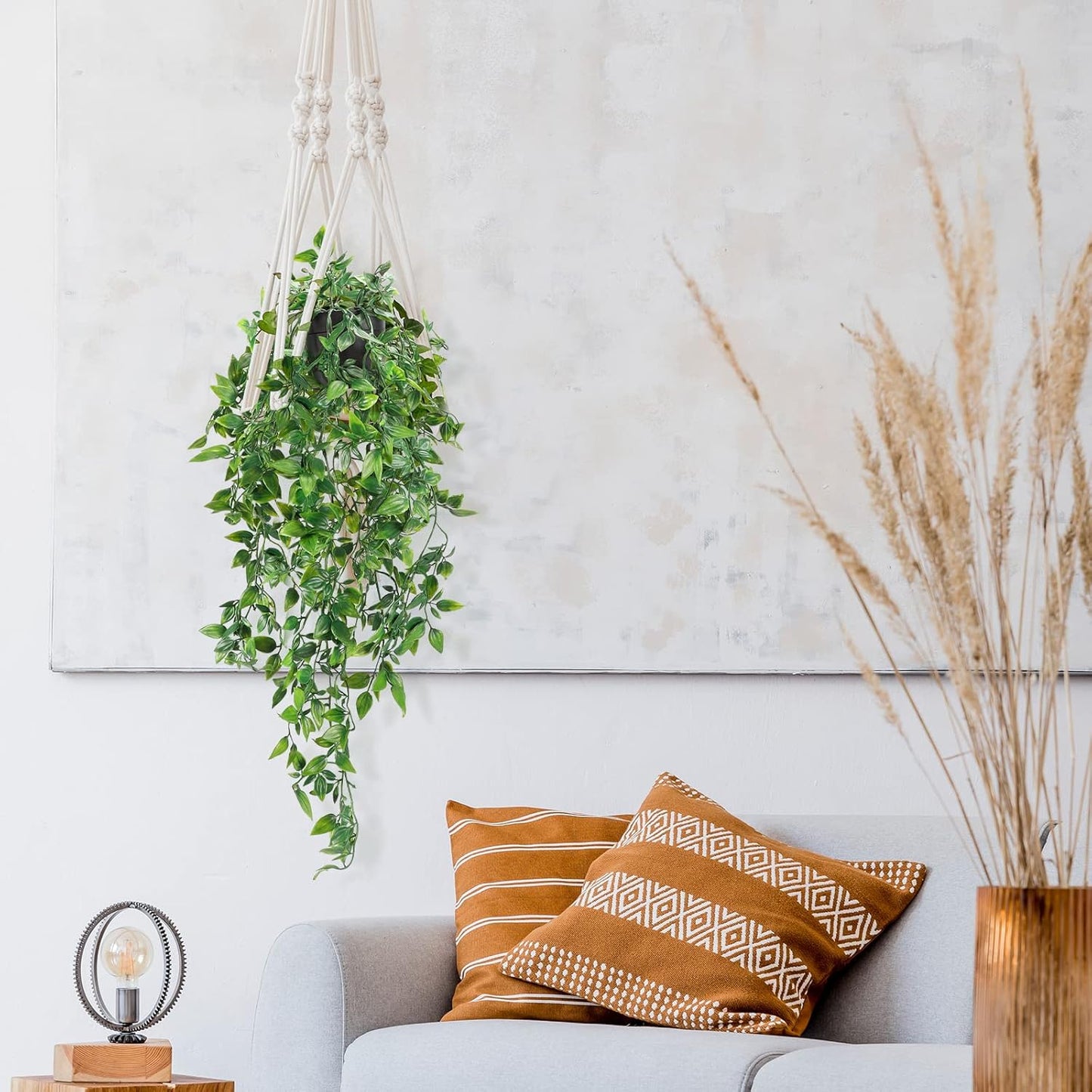 Fake Hanging Plants, Artificial Small Potted Plants for Indoor Outdoor Aesthetic Office Living Room Shelf Decor (1 Pack)