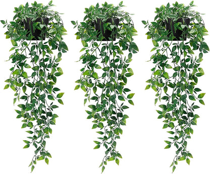Fake Hanging Plants, Artificial Small Potted Plants for Indoor Outdoor Aesthetic Office Living Room Shelf Decor (1 Pack)