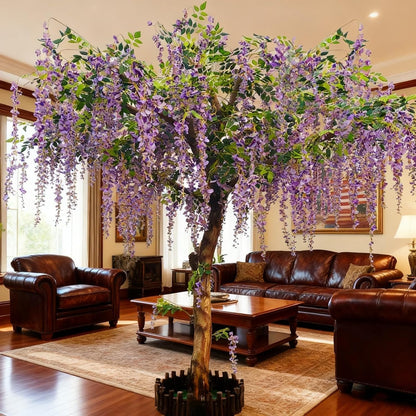 Artificial Tree Simulation Wisteria Tree Fake Wisteria Vine Silk Flowers Trees for Indoor Outdoor Home Party Wedding Decor (2.5 * 2m/98 * 79in)