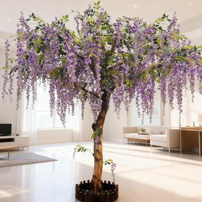 Artificial Tree Simulation Wisteria Tree Fake Wisteria Vine Silk Flowers Trees for Indoor Outdoor Home Party Wedding Decor (2.5 * 2m/98 * 79in)