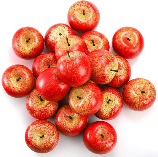 20 Pcs Artificial Apples, Decorative Fake Apples for Decoration Lifelike, Realistic Fake Fruit Apples for Home Kitchen Festival Party Photography Christmas Decoration