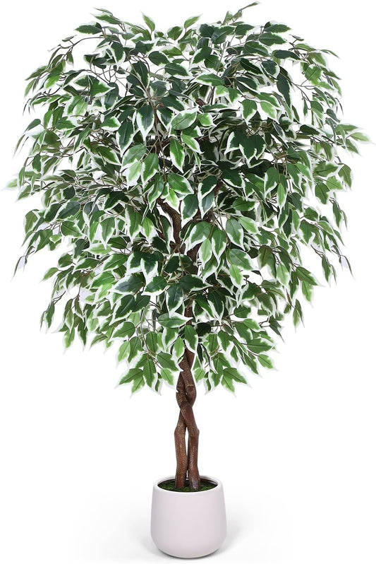 5FT Artificial Ficus Tree, Tall Faux Trees Indoor with Planter