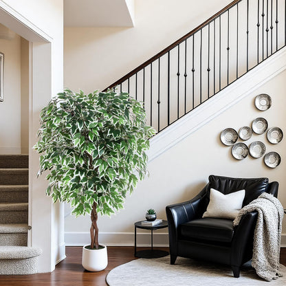5FT Artificial Ficus Tree, Tall Faux Trees Indoor with Planter