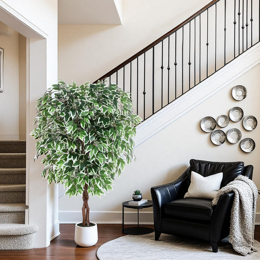 5FT Artificial Ficus Tree, Tall Faux Trees Indoor with Planter