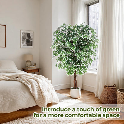 5FT Artificial Ficus Tree, Tall Faux Trees Indoor with Planter