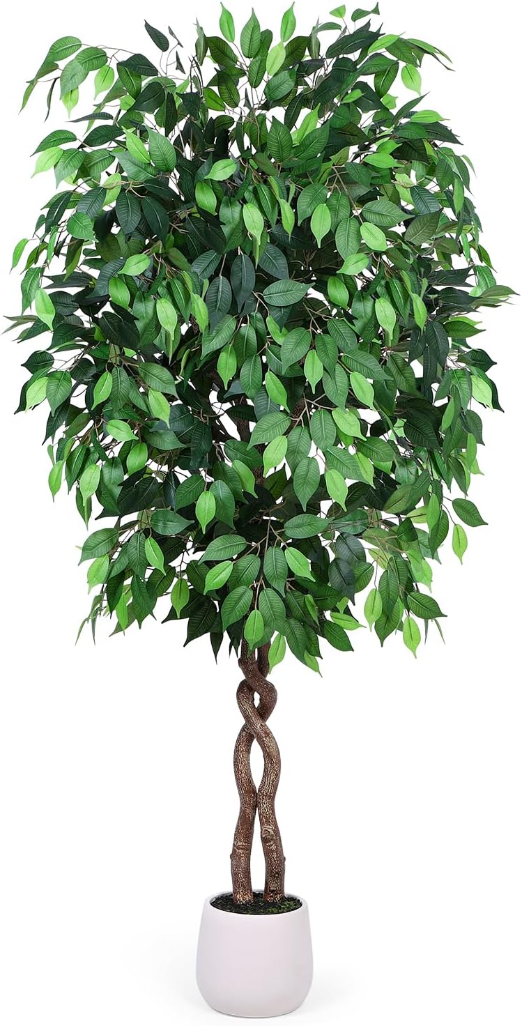 5FT Artificial Ficus Tree, Tall Faux Trees Indoor with Planter
