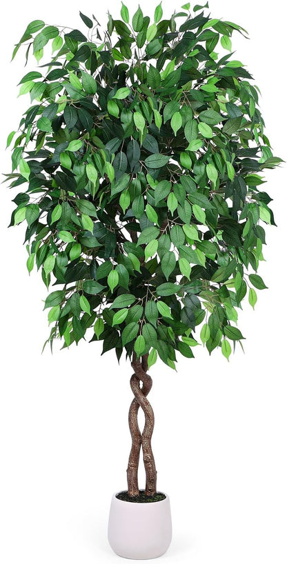 5FT Artificial Ficus Tree, Tall Faux Trees Indoor with Planter