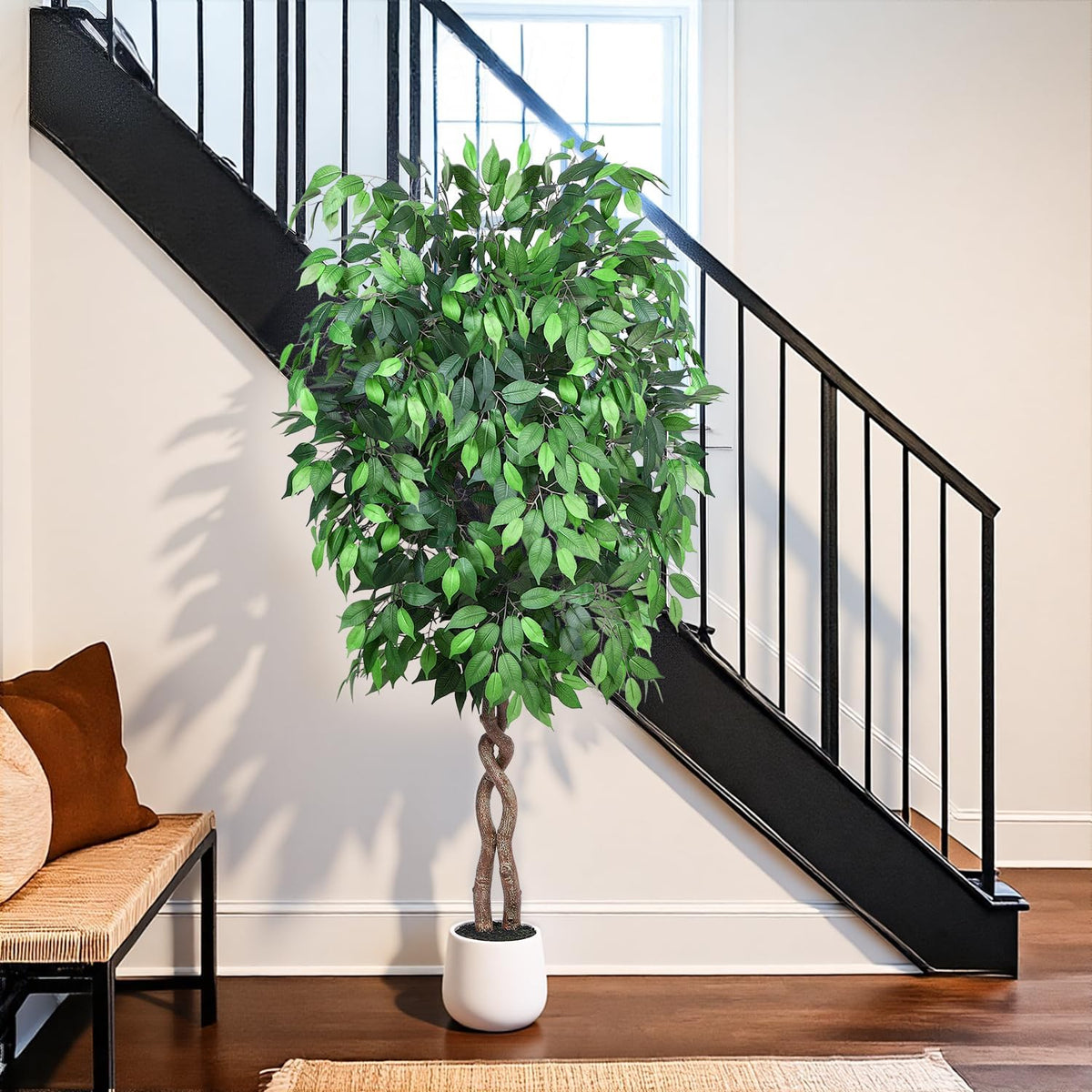 5FT Artificial Ficus Tree, Tall Faux Trees Indoor with Planter
