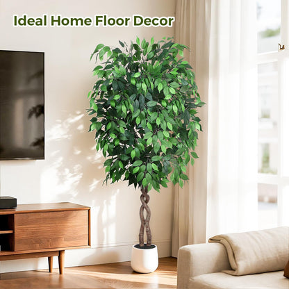 5FT Artificial Ficus Tree, Tall Faux Trees Indoor with Planter