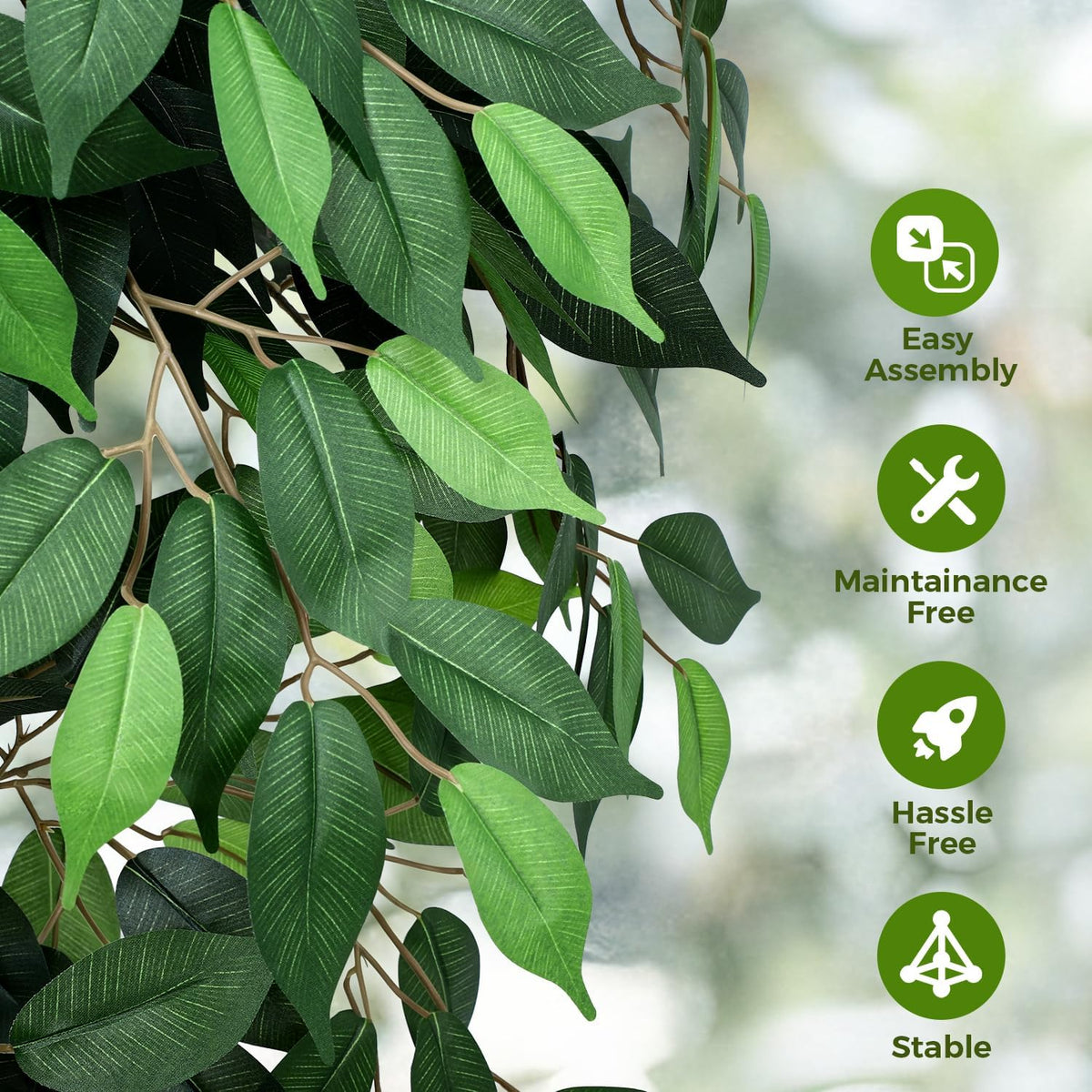 5FT Artificial Ficus Tree, Tall Faux Trees Indoor with Planter