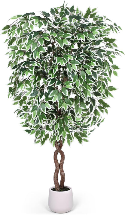 5FT Artificial Ficus Tree, Tall Faux Trees Indoor with Planter