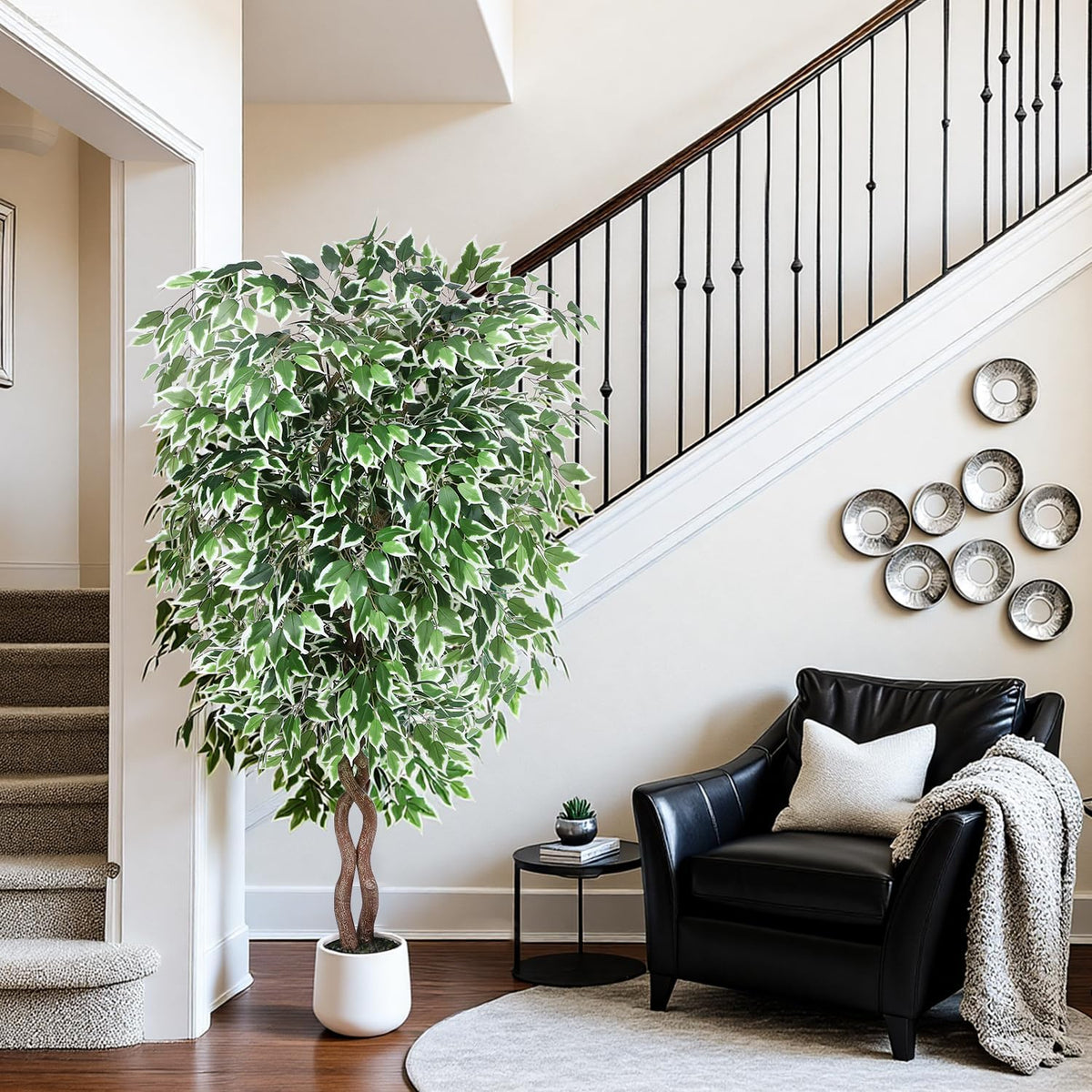 5FT Artificial Ficus Tree, Tall Faux Trees Indoor with Planter