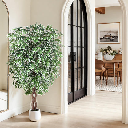 5FT Artificial Ficus Tree, Tall Faux Trees Indoor with Planter