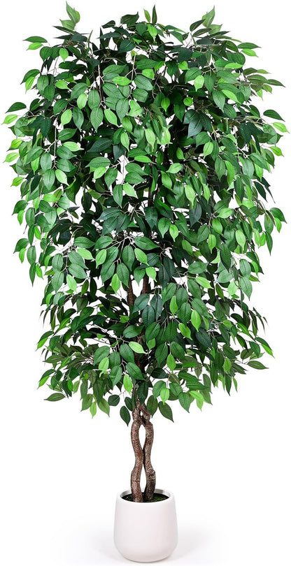 5FT Artificial Ficus Tree, Tall Faux Trees Indoor with Planter