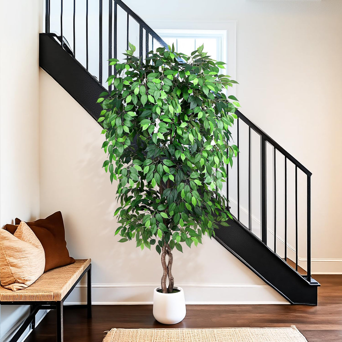 5FT Artificial Ficus Tree, Tall Faux Trees Indoor with Planter