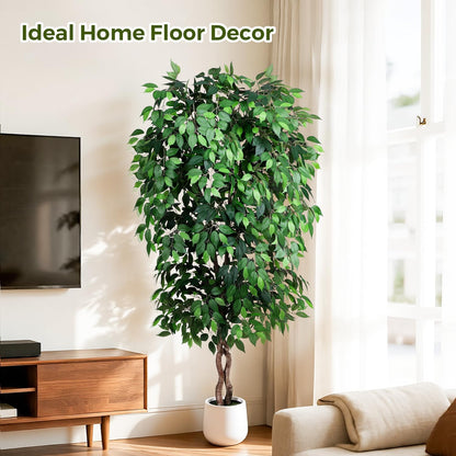 5FT Artificial Ficus Tree, Tall Faux Trees Indoor with Planter