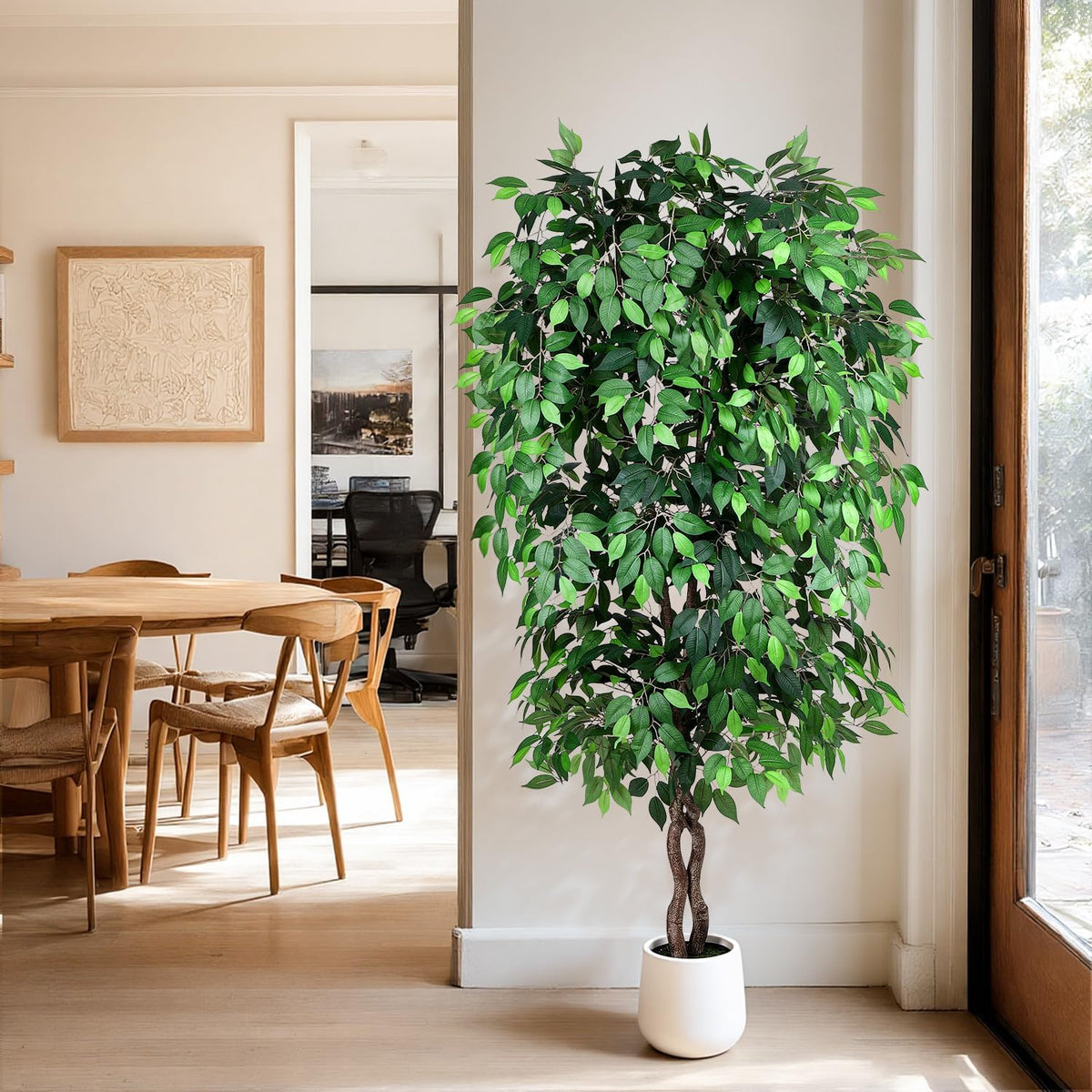 5FT Artificial Ficus Tree, Tall Faux Trees Indoor with Planter