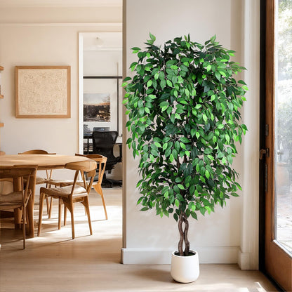 5FT Artificial Ficus Tree, Tall Faux Trees Indoor with Planter