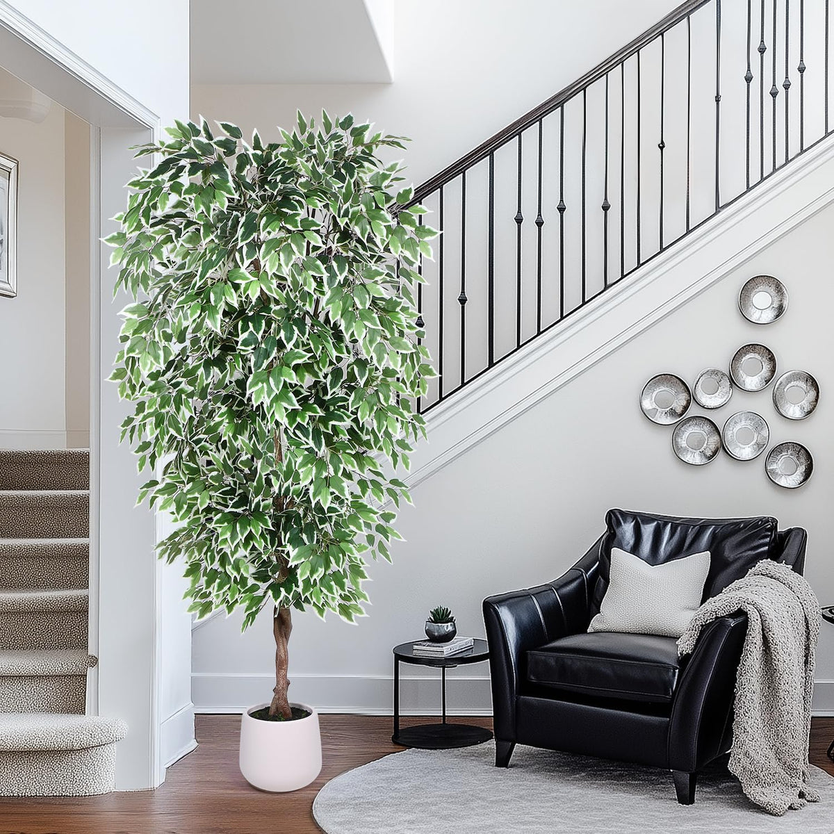 5FT Artificial Ficus Tree, Tall Faux Trees Indoor with Planter